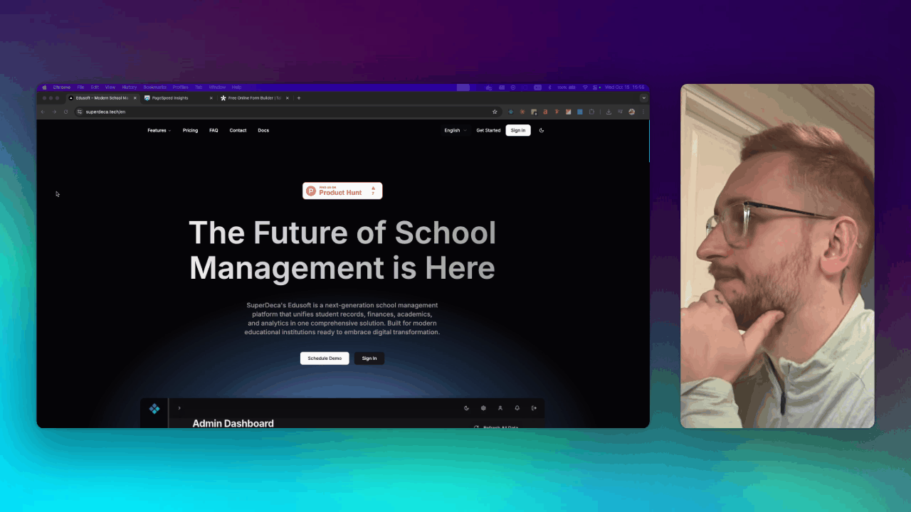 Example website review showing detailed feedback